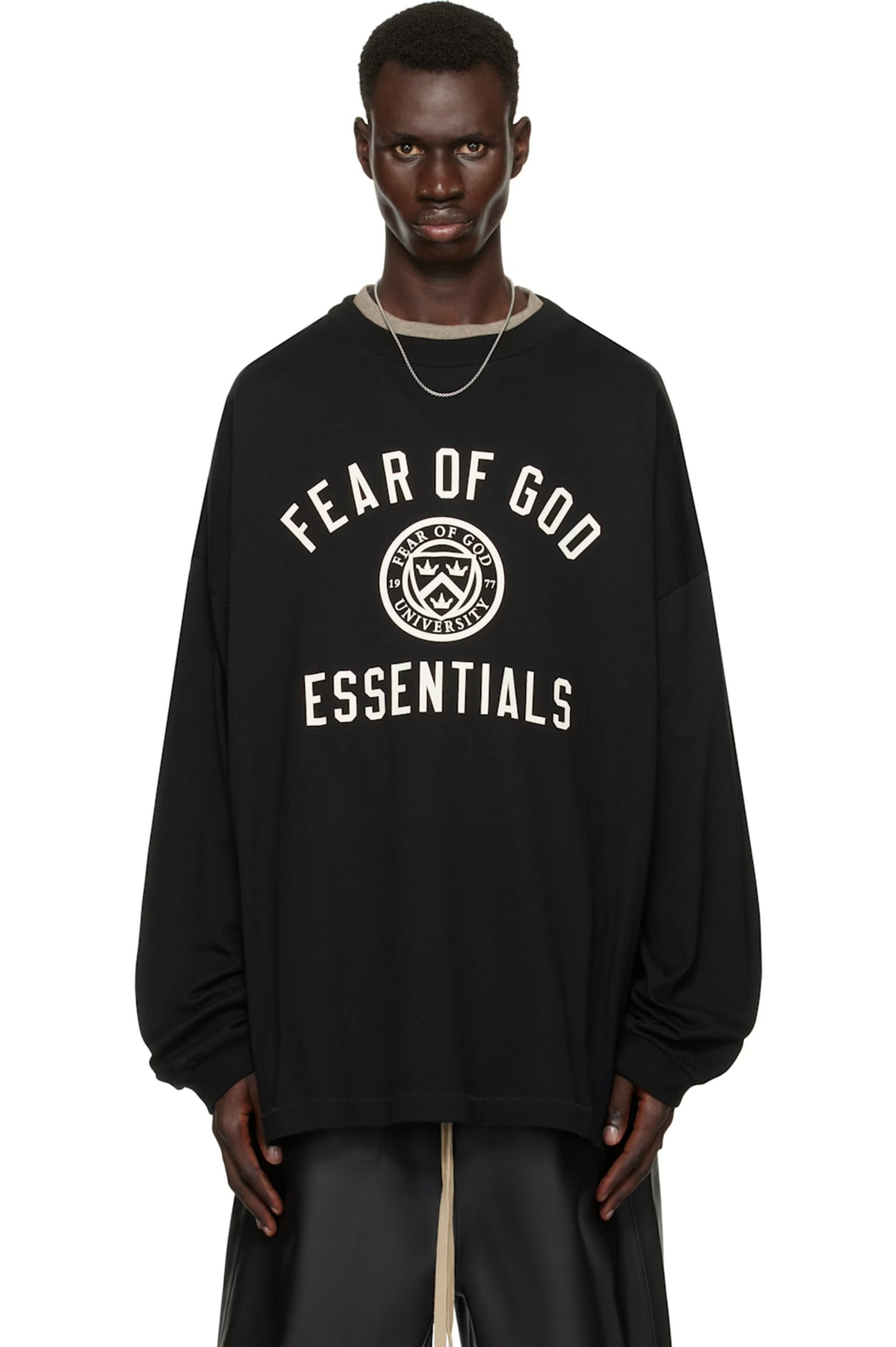 FEAR OF GOD ESSENTIALS Black Jersey Long Sleeve T-shirt MENS