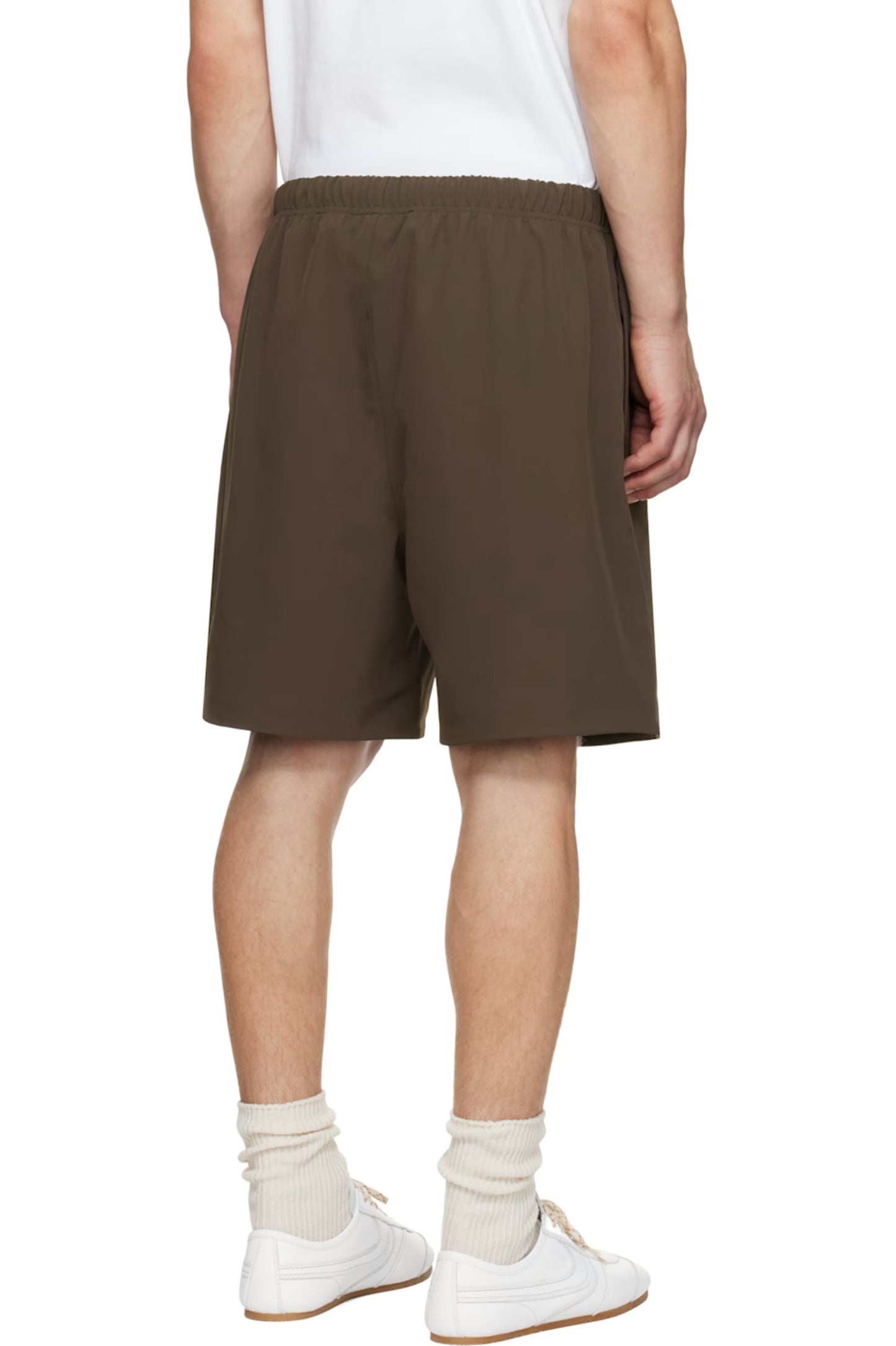 Fear of God ESSENTIALS Brown Bonded Nylon Soccer Shorts Mens