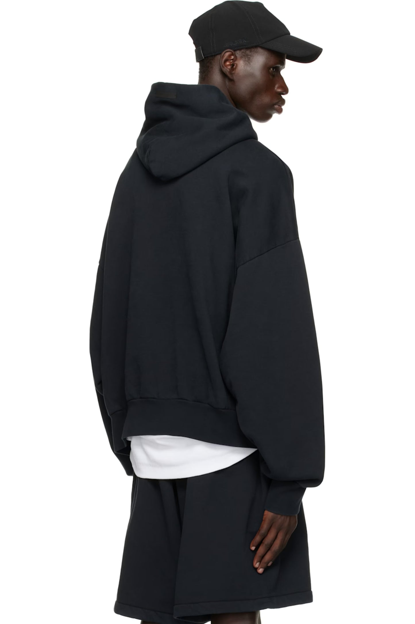 FEAR OF GOD ESSENTIALS Black Heavy Fleece Vintage Shrunken Hoodie MENS