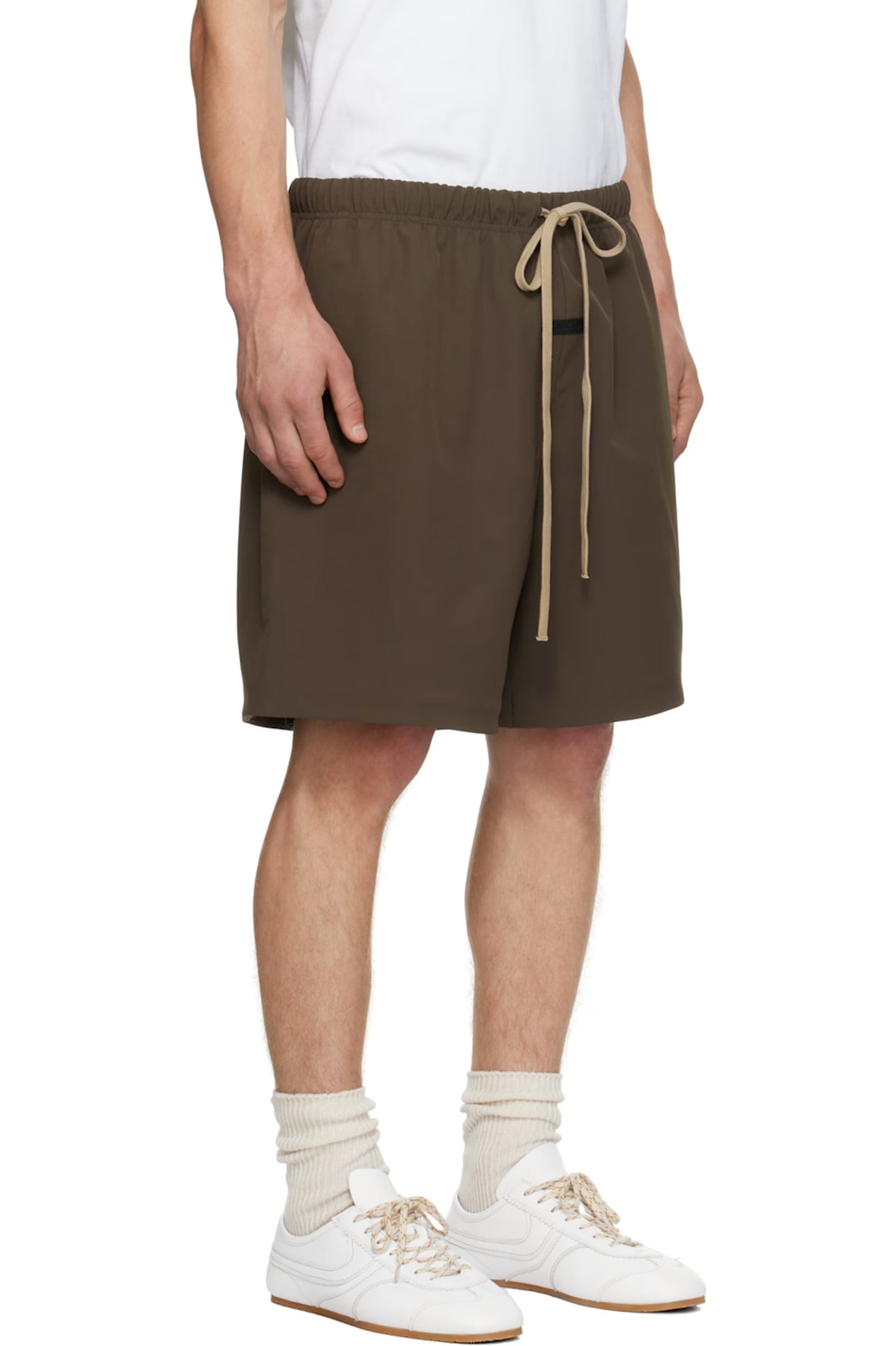 Fear of God ESSENTIALS Brown Bonded Nylon Soccer Shorts Mens