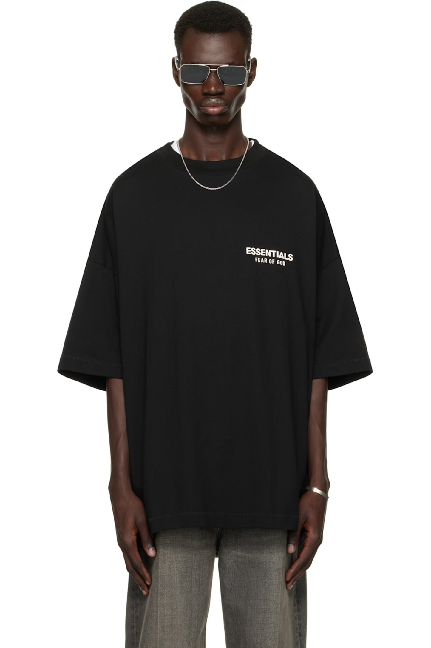 Fear of God ESSENTIALS “Black Jersey Crewneck” T-shirt MENS