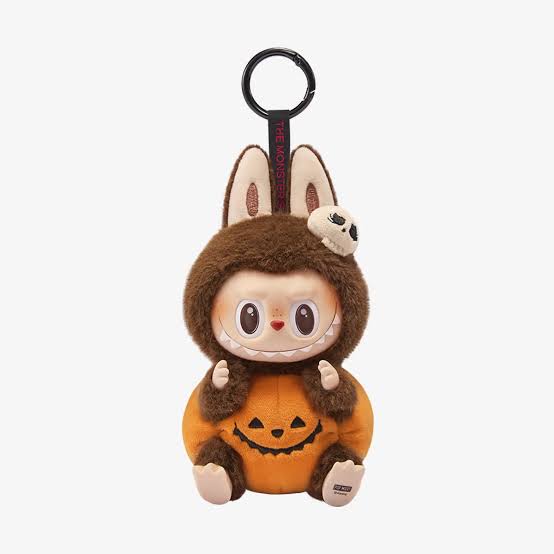 Pop Mart Labubu Happy Halloween Party Series-Sitting Pumpkin Vinyl Plush Pendant
