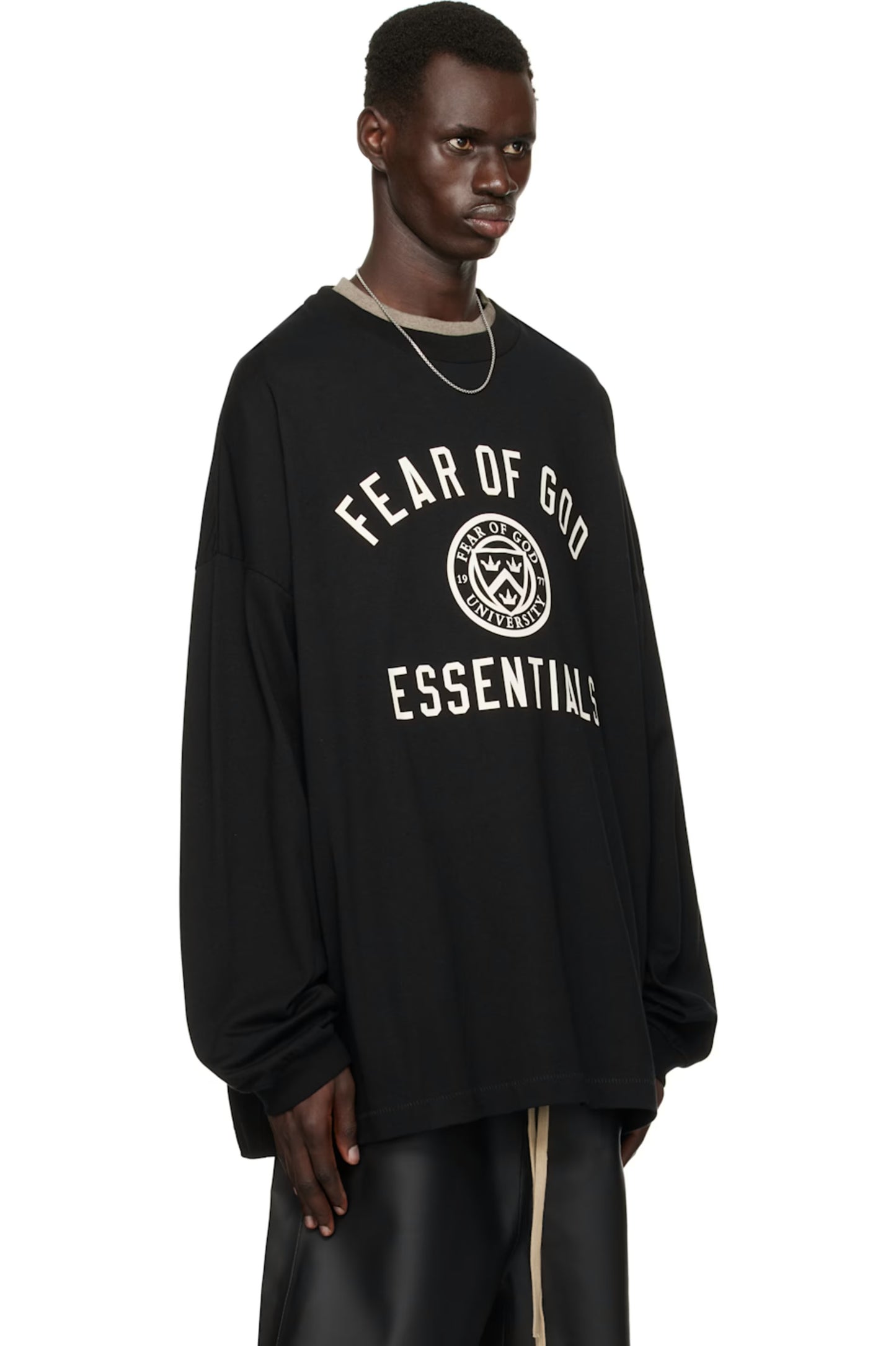 FEAR OF GOD ESSENTIALS Black Jersey Long Sleeve T-shirt MENS